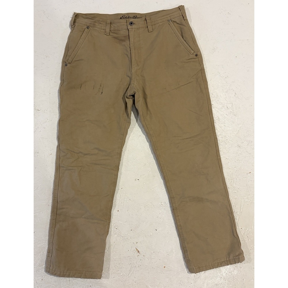 Eddie‎ Bauer Pants Mens 36x30 Tan Fleece Lined Khaki Workwear Outdoor Hiking